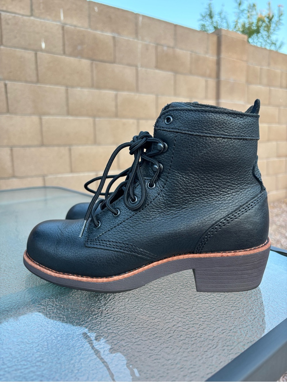 Worx Red Wing Safety Leather Steel Toe Boots Womens Size 6.5W Black 5126